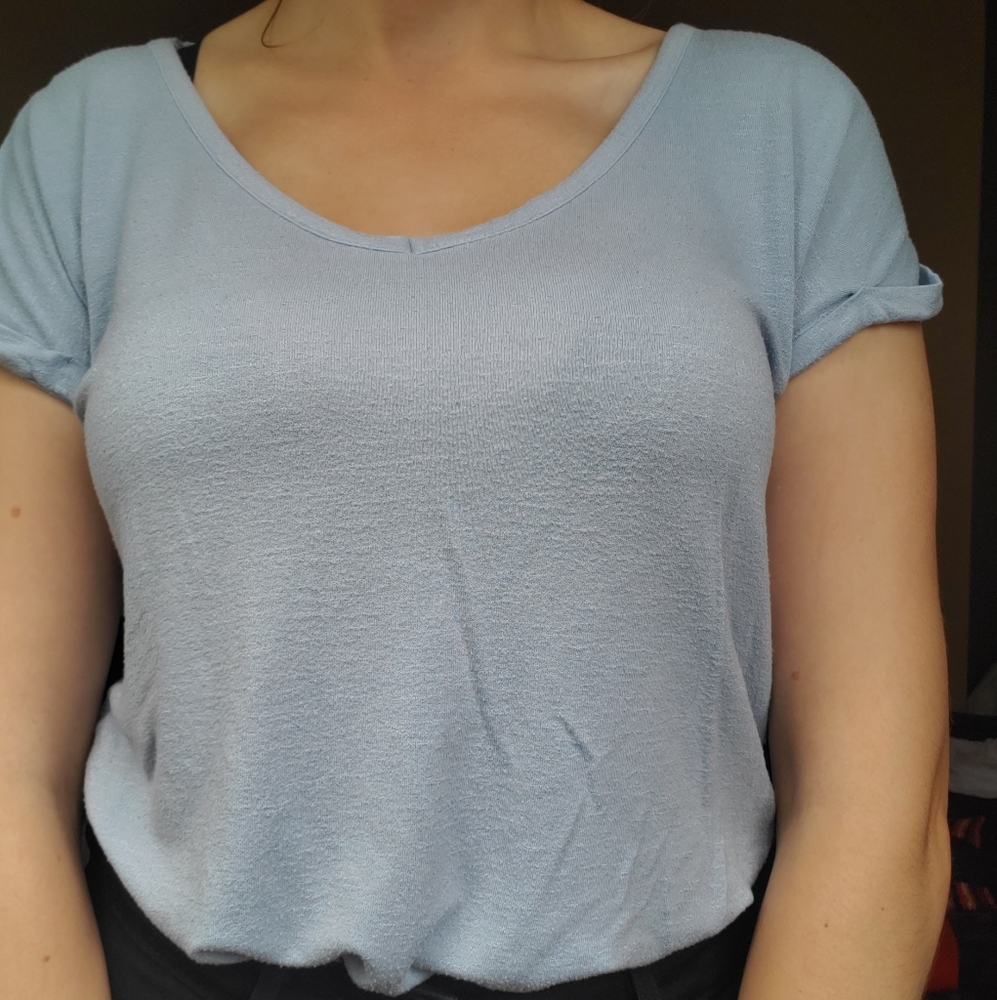Blue T with strappy back